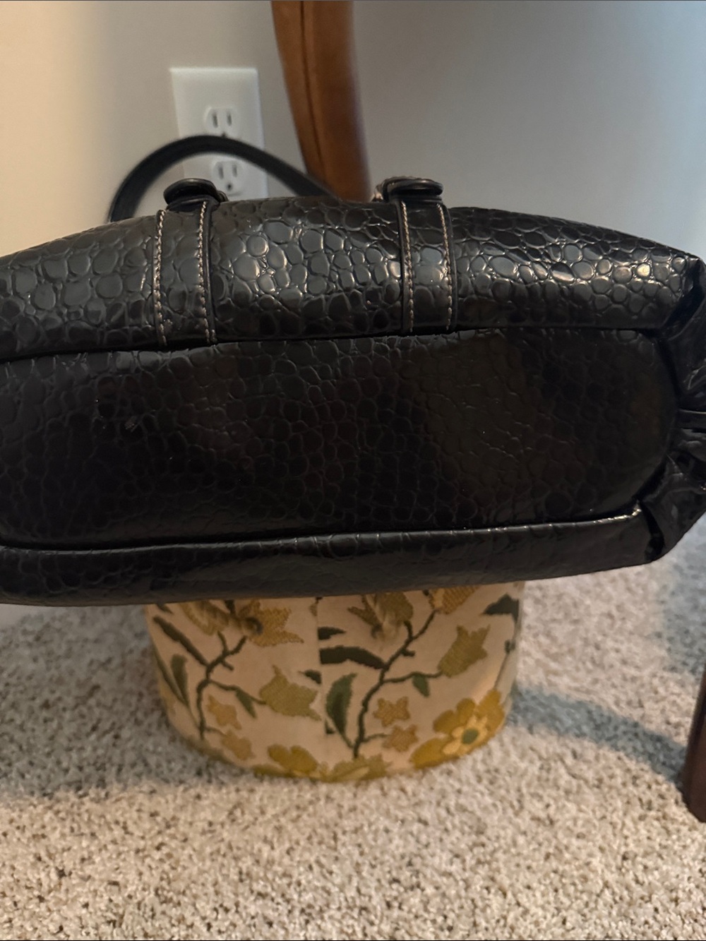 Nine West Black Croc-Embossed Shoulder Bag with Silver Accents - Picture 6 of 9